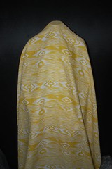 European Linen 100% Natural Fiber Beautifull Ethnic Print 5oz Mustard Off White