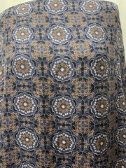 100% High Quality Silk Batiste Geometric Tile Blue Print Fabric By 56″ Wide