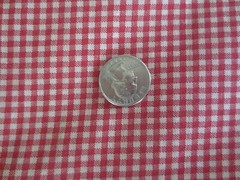 4492. RED/LT. TAN 1/8″ Gingham Check HOMESPUN FABRIC – 44″ x 1-3/4 yds.
