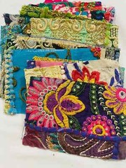 Vintage handstitched Embroidered Fabric Scraps Junk Journal cover scraps