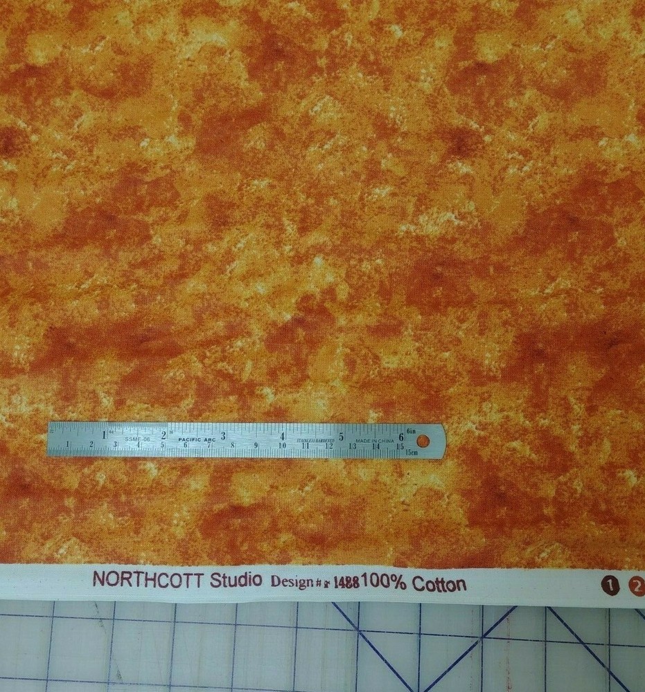 Northcott Studios Textures Sponge Marble Orange Cotton Fabric