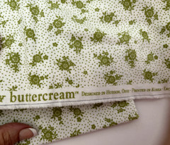 Vtg 1 yd 42X37 BUTTERCREAM Lime Green Pin Dot FLORAL Cotton Quilt FABRIC JO-ANN