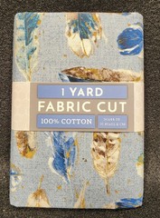 David Textiles Cotton Fabric Cut – Blue & Gold Feathers (1 Yard, 100% Cotton)