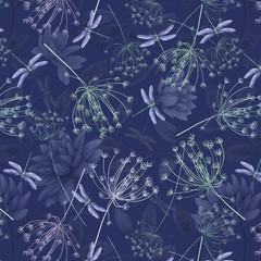 Sapphire Whispers of Pond Life Panel 24 x 44 from Studio E