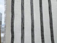 100% Linen Woven Fabric 51~52″ Wide 1 Yard Pre Cut Simple Stripe Black 6386