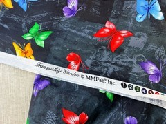 Colorful Butterfly on Black Quilt Fabric 44 x 4.25 Yards Tranquility Garden