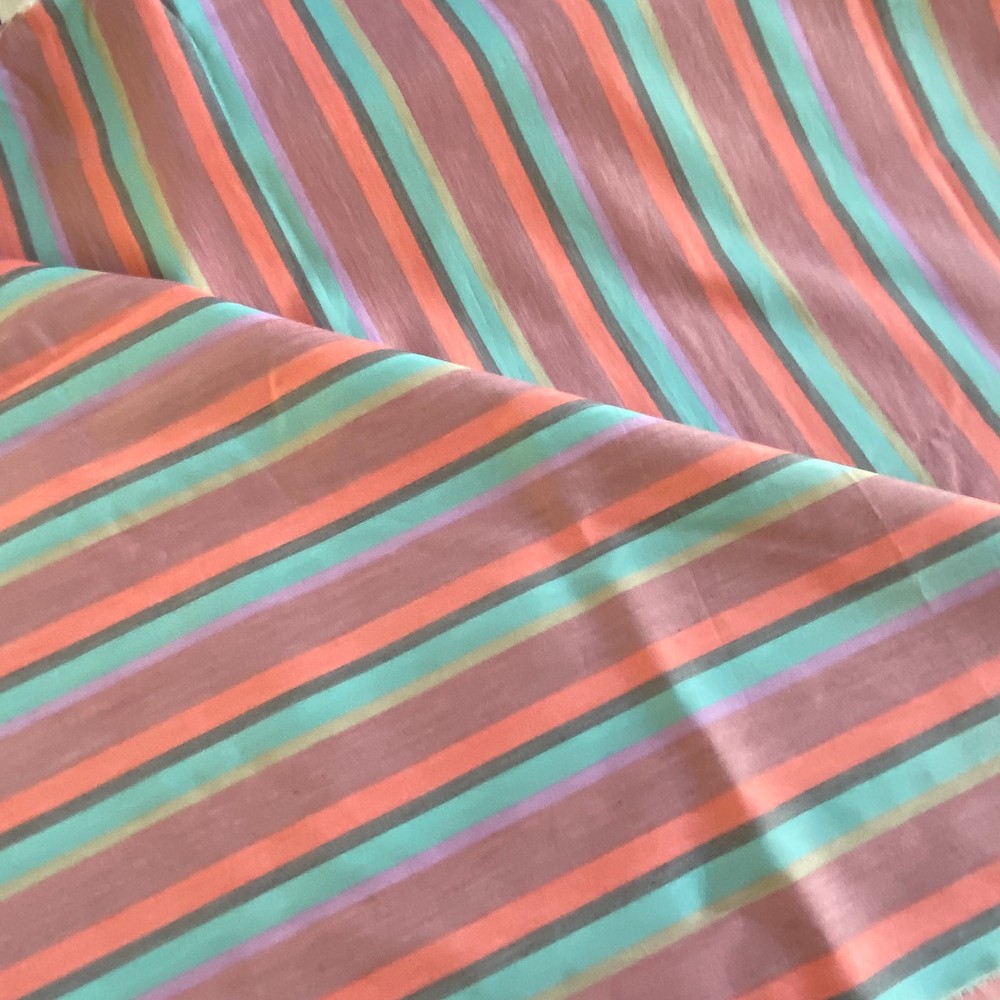 2.5 YD Vertical Stripe Shirting Apparel Fabric Multicolor Blend Fiber