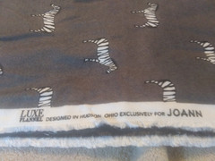 Charcoal Gray White Zebra Cotton Luxe Flannel Fabric~2-1/4 yards Uncut~JoAnn