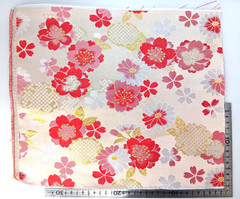 Japanese Kinran Brocade Fabric Sakura 4pcs Set 35×30cm Gold Traditional Kimono