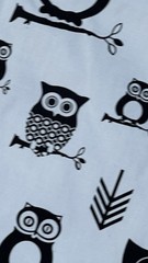 Hooty owl Animal Print Fabric Black White Pattern USA