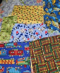 Lot Of 10 Pieces Of Kids Themed Cotton Quilting Fabrics Some Vintage Mixed Sizes