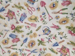 Vintage Hoffman Cotton Fabric Cottagecore Quilting Garden Hats Floral 42 x 66″