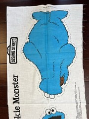Rare Vintage Sesame Street Cookie Monster Craft Fabric Panel Pillow Toy Doll 20”