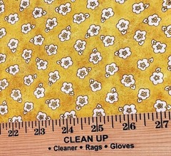 Golden Yellow Floral Fabric 1 Yard Cotton Quilting Calico Print Quilting Treasur