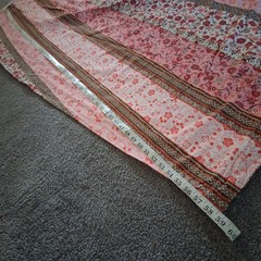 Vintage Style Pink Boho Floral Striped Cotton Knit Fabric 4.6 Yards 58″x168″