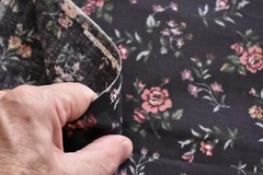 By 1/2 Yd, Vintage, Pink & Green Floral on Dk-Purple Polished-Cotton/Marcus,P109