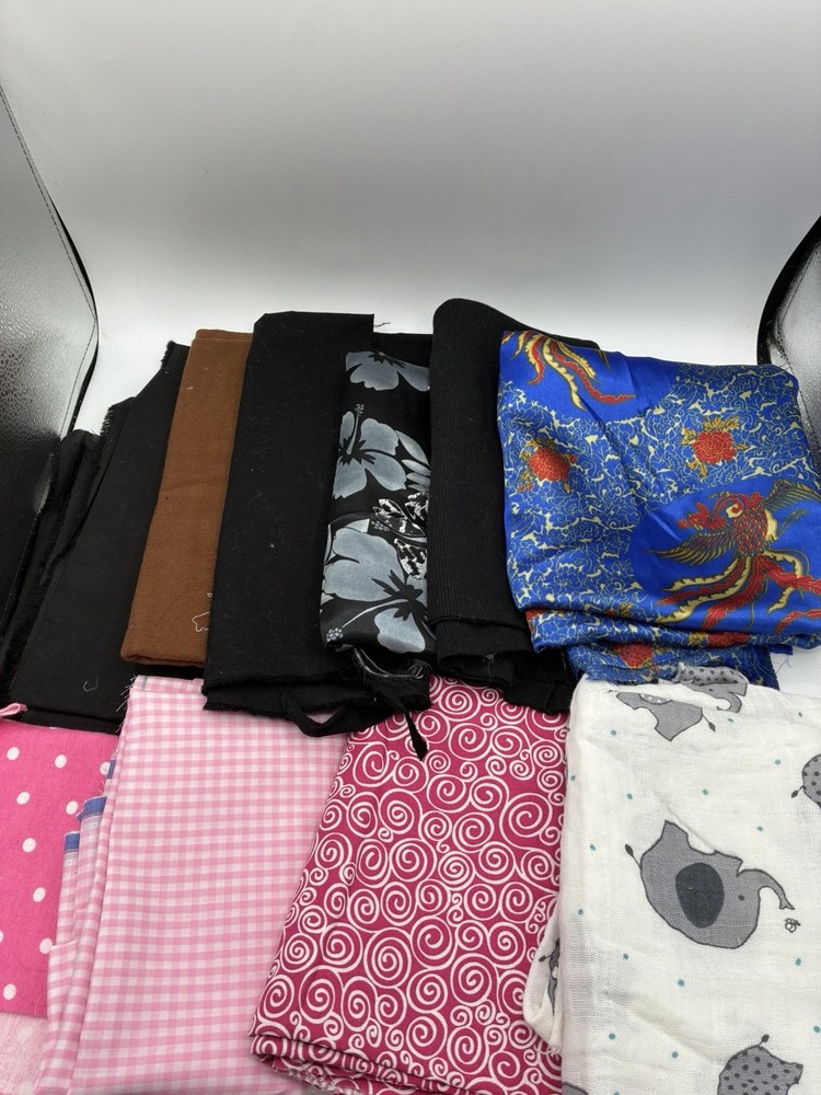 Mixed Fabric Remnant Lot Cotton Satin Muslin Prints Solids Craft Sewing