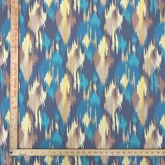 Blue Mid Century Ikat Jacquard Outdoor Fabric 56″