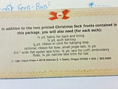 fabric panel 606F CHRISTMAS SOCKS Stockings Patch Press CUT-OUTS 1981 uncut