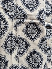 3 Yds 36 Inches Wide Woven Fabric Beige With Blue Boho Vibe