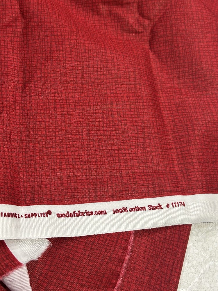 45” X 108″ Wide Quilt Backing THATCHED Quilt Fabric MODA Dark Red 11174