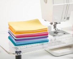 Beginner Lap Throw Quilt Kit 40.5×56.5 Inch HalfSquare Triangle Rainbow