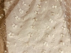 VTG Pale Pink Nylon Floral Eyelet Sheer Fabric Doll Clothes BTHY