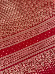 Red Thai Silk Traditional Woven Fabric Wedding Dress Damask Pattern 40″ Drape