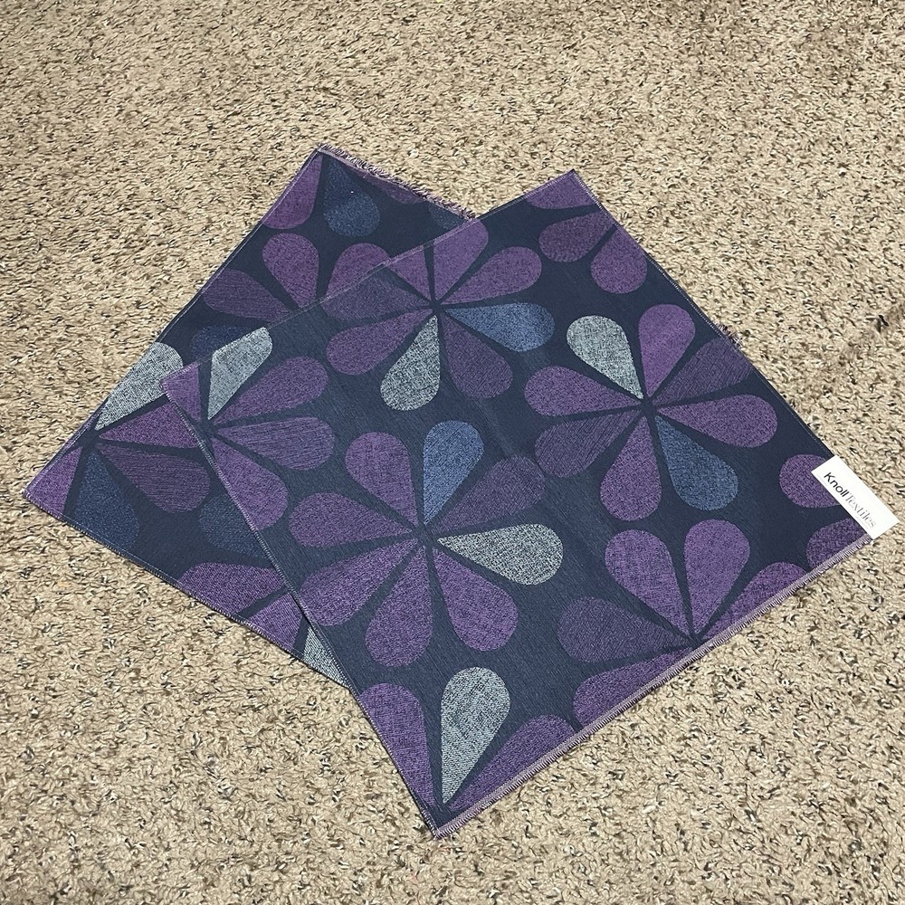 2 Pieces Of Knoll Upholstery Fabric Basin Dahlia With Backing 17” X 17” Each