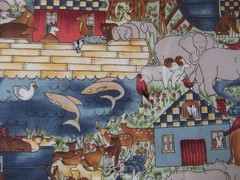 Noah’s Ark Hi-Fashion Cotton FABRICS SZ 22″X37″ VTG RARE NEW