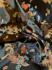 Hope BLACK Dragon Brocade Chinese Satin Fabric by the Yard – 10040