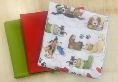Fat Quarter Bundle Puppy Red Green Cotton Quilting Sewing Craft Junk Journal