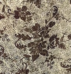 Ivory Light Brown Sequins Embroidered Lace Fabric 50” Width Sold By The Yard