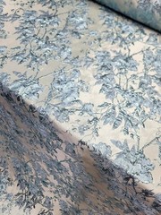 Sky Blue Floral Metallic Brocade Fabric Sold by the yard For Dress Upholstery