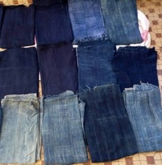 X 5 Vintage Faded Indigo Mudcloth Fabrics