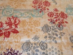 35″ X 44″ VINTAGE COLORFUL CHEATER QUILT FLORAL PLUS/JOANN/NEW COTTON#954