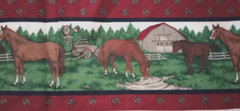 horse animal farm fun fabric checkered 17.5 by 4 inch
