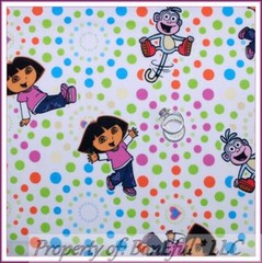 BonEful FABRIC FQ Cotton White VTG OOP Girl DORA Explorer Boots Monkey Polka Dot