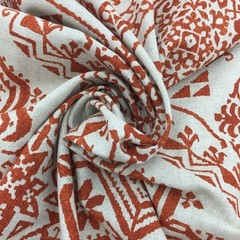 4 Yard Cut of Burnt Orange and Natural Ikat 100% Cotton Home Decor Fabric