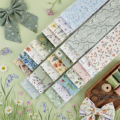 60 PCS Spring Floral Quilting Fabric 2.6×40 Inch Cotton Strips Bundles