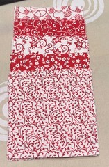 Red/white Flowers & Swirls 4 x 4 squares, 50 pcs