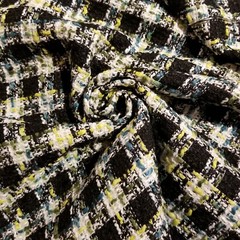 Gorgeous Boucle in Black and White Plaid with Lime and Teal Accents!