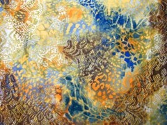 Silky Polyester Fabric Lingerie Blouse Scarf Gold Dark Teal 1 1/2 yds x 48″