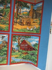 LINCOLN TEX. Country 4 Pillow Quilt Panels ROLLING STORE AIRPLANES RIDES NEW