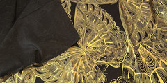 Lux by Timeless Treasures Quilting Fabric Butterfly Black Gold Metallic 40″ X 42
