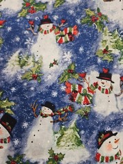 Lot of 3 Yards Winter Skies Snowman Cotton Fabric