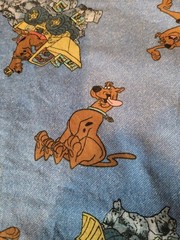 Scooby-Doo Scooby Snacks Construction Equipment Print Fabric Vintage 2004