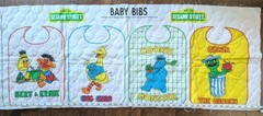 NOS VTG SESAME STREET Cut And Sew Quilted BIBS Panel Oscar Cookie Big Bird Ernie