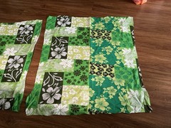 Lot Of 2 Green Hawaiian Hibiscus Flower Cotton Fabric 28” x26” & 25” X27”, New
