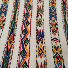 Vintage Aztec Stipe Print Flannel Fabric 42x3yd22 White Yellow Green Blue